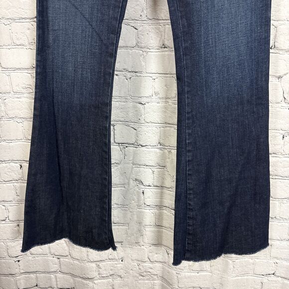 Ramy Brook Jeans High Rise Flare Sailor Buttons Dark Rinse Womens 29 Raw Hem - Picture 3 of 11